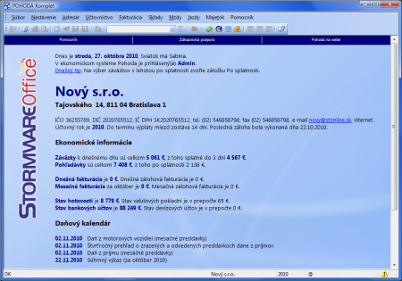 POHODA: Informa�n� plocha sk��obnej firmy Nov� s. r. o.
