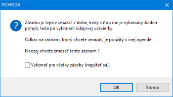 Po novom si môžete nastaviť, aby sa pri mazaní ďalšej zásoby už nezobrazovalo upozornenie