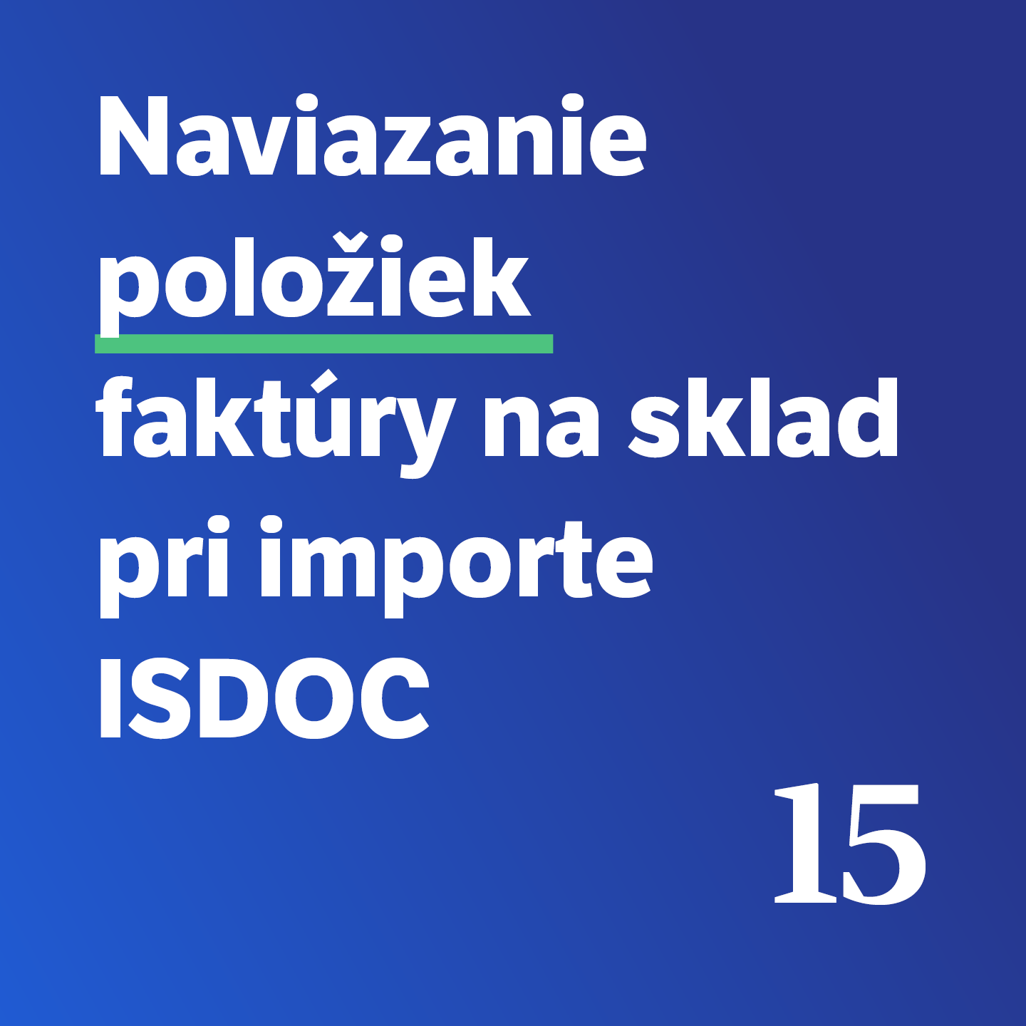 15 Naviazanie položiek faktúry na sklad pri importe ISDOC 
