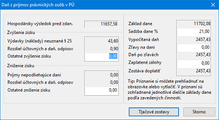 Daň z príjmov v programe POHODA
