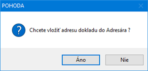 Automatické vloženie adresy do agendy Adresár