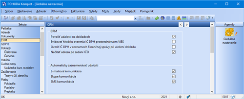 Sekcia CRM – nastavenie niektorých pokročilejších funkcií