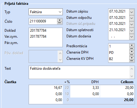 Dátum daňovej povinnosti/odpočtu, resp. dodania 