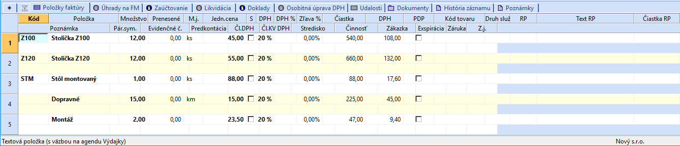 Vloženie skladovej zásoby z iného dokladu 