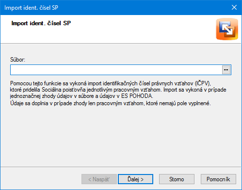 Import ident. čísel SP...