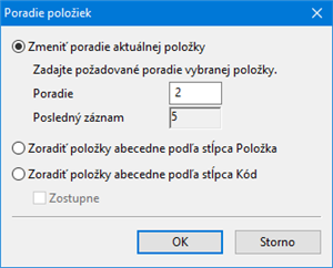 Položky dokladu 